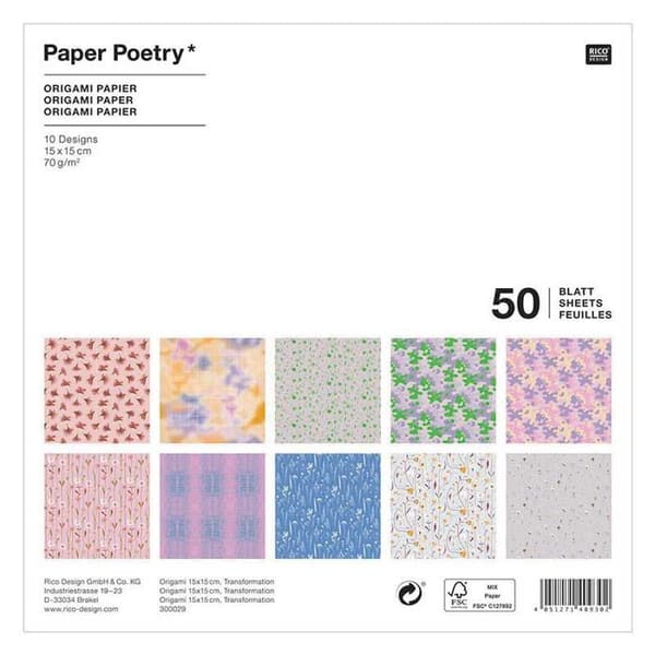 Rico Design Origami Paper - Transformation Collection - 15 x 15 cm - 50 ark