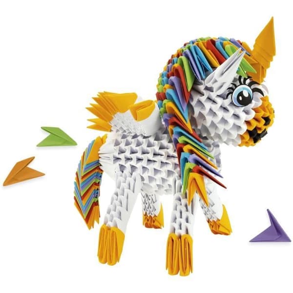 Tusen och en origami - 3D Enhörningsskulptur - Vikning och skulptur - Lansay