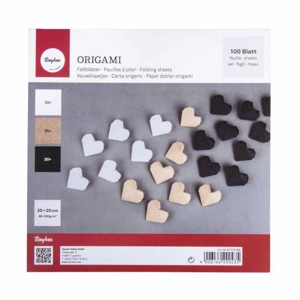 100 ark för origami - RAHYER - 20 x 20 cm - Beige, svarta och vita färger - 80g/m2