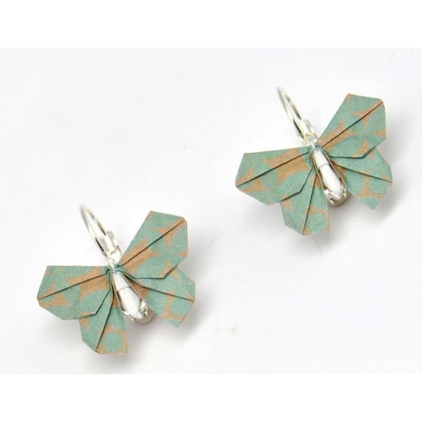 Örhängen Origami Papillon Grön och beige