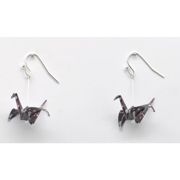 Origamiörhängen Pappers Crane Rosa Grå f.
