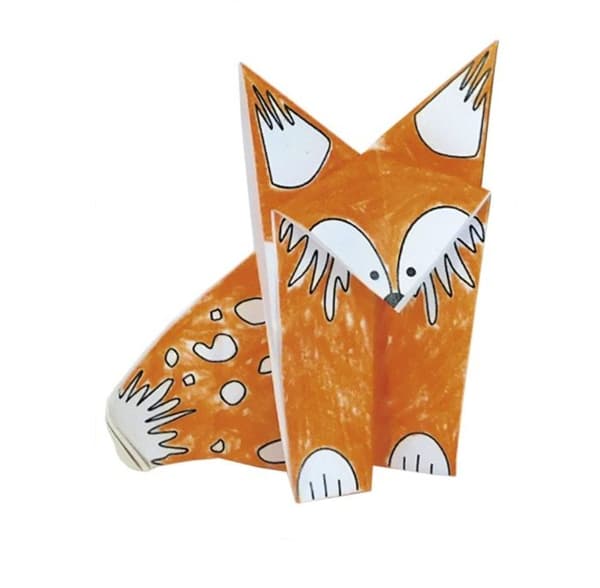 Kit Origami - Fridolin - Räv - 20 Ark - 15x15 cm - Att färglägga