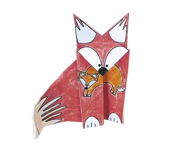 Kit Origami - Fridolin - Räv - 20 Ark - 15x15 cm - Att färglägga