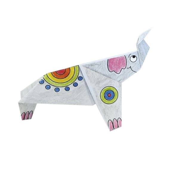 Kit Origami - Fridolin - Elefant - 20 Ark - 15x15 cm - Att färglägga