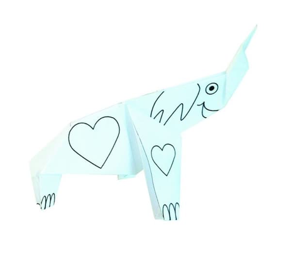 Kit Origami - Fridolin - Elefant - 20 Ark - 15x15 cm - Att färglägga