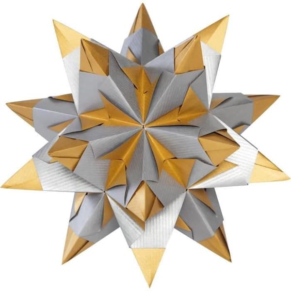 Etui 32 Ark av vikbart papper stjärna Bascetta 150x150mm Guld och Silver