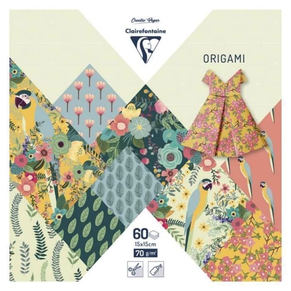 Origamipåse - Clairefontaine - Kiribati - 60 ark - 15x15 cm - 70g papper