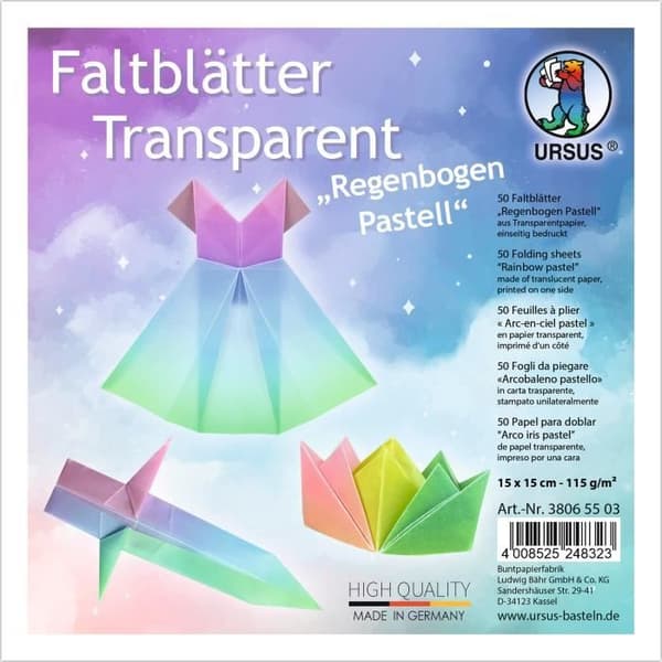 Pastellfärgade transparenta vikblad "Regnbåge"