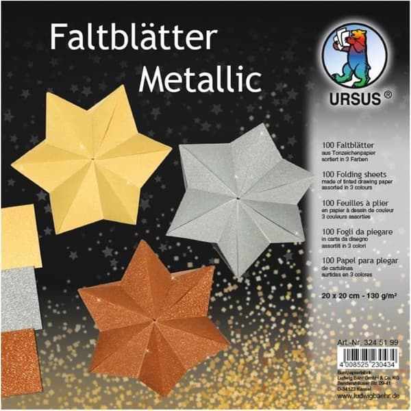 Fällande metalliskt papper Ursus 20x20 cm - Paket om 100