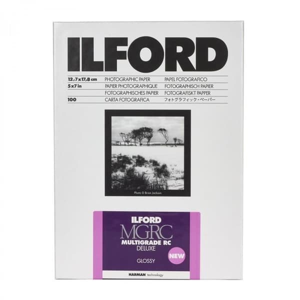 Svart och vitt silver gelatinpapper ILFORD MG V RC Glossy 1M (1179848) - 100 ark - 12,7x17,8cm