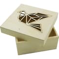 Miniatyrbild 2 av 2: Trälåda - Laserutskärning - Origami fågel - 11,3x11,3x5cm - Brun - Barn/Unisex