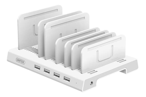 USB charging station, 4xUSB-A, BC1.2, 2.4A, 36W, plastic, white
