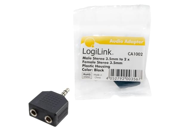 LogiLink CA1002, 3,5 mm, 2x3,5 mm, Sortera