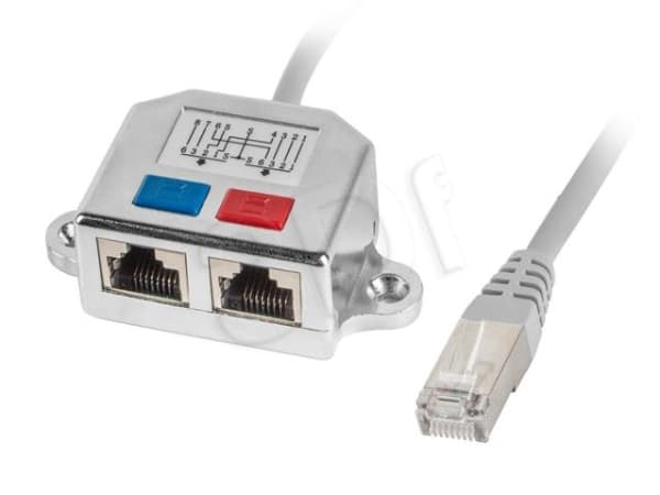 Lanberg - Nätverksdelare - RJ-45 (hane) till RJ-45 (hona) - FTP - silver