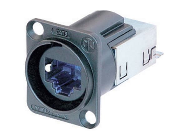 Neutrik NE8FDY-C6-B EtherCon® RJ45 CAT6-alustaliitin NE8FDY-C6-B Liitin, uppoasennus NE8FDY-C6-B Napaluku: 8P8C Musta 1 kpl