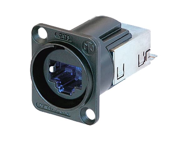 Neutrik NE8FDY-C6-B EtherCon® RJ45 CAT6-alustaliitin NE8FDY-C6-B Liitin, uppoasennus NE8FDY-C6-B Napaluku: 8P8C Musta 1 kpl