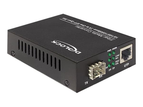 Delock Media Converter 1000Base-T to SFP - Fibermediekonverterare - 1GbE - 10Base-T, 1000Base-LX, 1000Base-SX, 100Base-TX, 1000Base-T - RJ-45 / SFP (