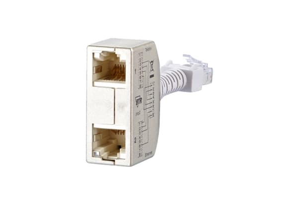 BTR Cable Sharing Adapter pnp 2 - Nettverks/telefon-splitter - RJ-45 (hunn) til RJ-45 (hann) - 8.9 cm - grå (en pakke 2)