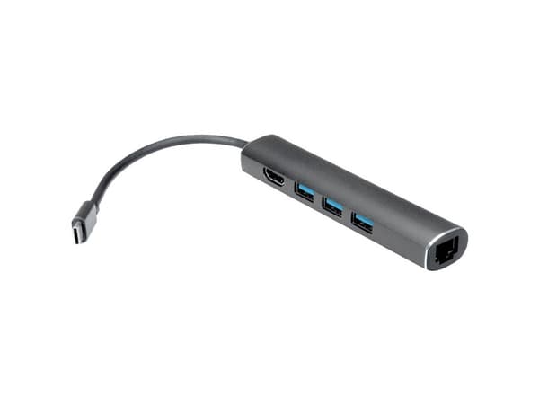 Value 12.99.1043, Kabel, USB 3.2 Gen 1 (3.1 Gen 1) Type-C, 10,100,1000 Mbit/s, Grå, 3840 x 2160 pixlar, Gjuten aluminium