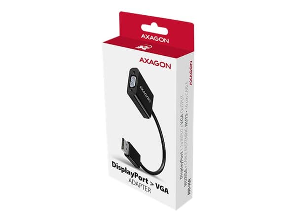 AXAGON - Video adapter - DisplayPort (hann) til HD-15 (VGA) (hunn) - DisplayPort 1.1a - 16 cm - 1920 x 1200 (WUXGA)-støtte, aktiv omformer