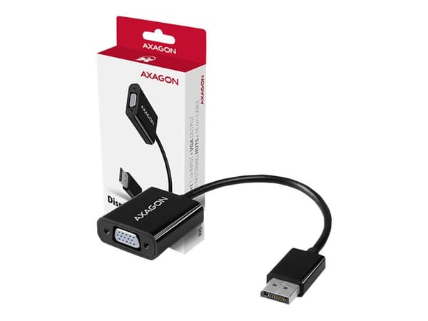 AXAGON - Video adapter - DisplayPort (hann) til HD-15 (VGA) (hunn) - DisplayPort 1.1a - 16 cm - 1920 x 1200 (WUXGA)-støtte, aktiv omformer