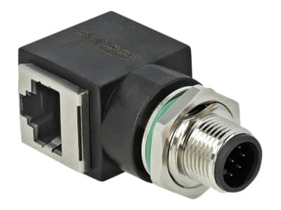 Delock - Nätverkskort - 8-stifts M12 (hane) rak till RJ-45 (hona) vinklad - CAT 6a - svart