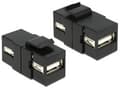 Miniatyrbilde 3 av 4: Delock Keystone module - Trapes-jakk - USB Type A - svart