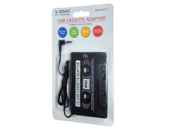Savio Elmak TR-07 Cartridge - Car Adapter FM (Transmiter Kaseta TR-07), Lydkassettadapter, 3.5 mm (1/8"), Sort