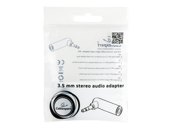 Cablexpert - Högervinklad adapter - mini-phone stereo 3.5 mm hona till mini-phone stereo 3.5 mm hane högervinklad