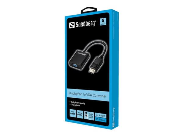 Sandberg Adapter DisplayPort>VGA - VGA-adapter - DisplayPort (hann) til HD-15 (VGA) (hunn)