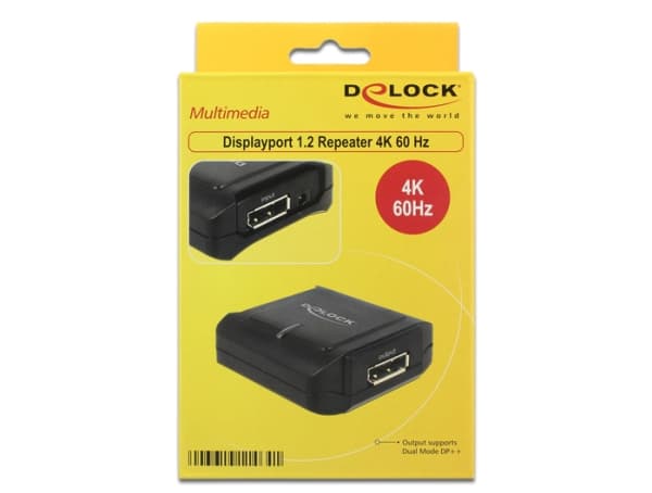 Delock Delock Displayport 1.2 Repeater 4K 60 Hz - Forsterker - DisplayPort - 20-pins DisplayPort / 20-pins DisplayPort - opp til 40 m