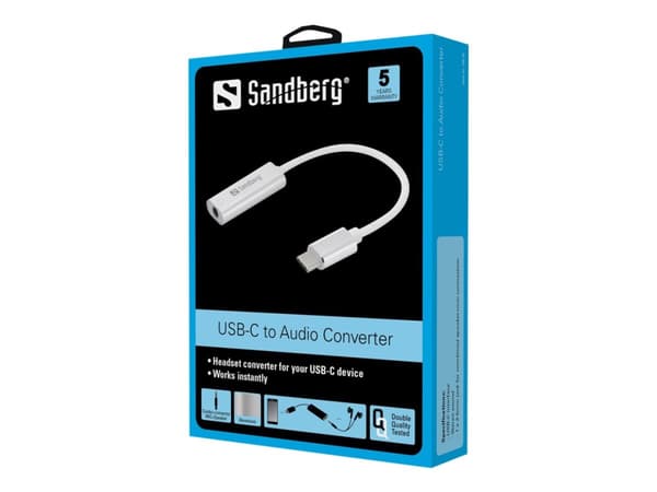 Sandberg - USB-C til hodetelefons-jakkadapter - 24 pin USB-C hann til mini-phone stereo 3.5 mm hunn