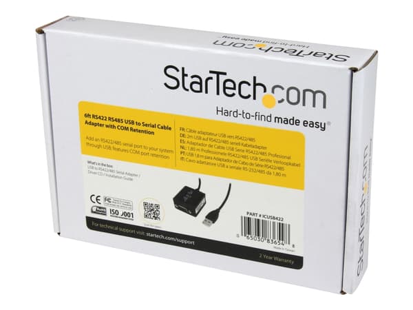 StarTech.com 6 ft Professional RS422/485 USB Serial Cable Adapter w/ COM Retention (ICUSB422) - Seriell adapter - USB - RS-422/485
