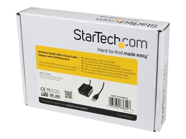 StarTech.com 6 ft Professional RS422/485 USB Serial Cable Adapter w/ COM Retention (ICUSB422) - Seriell adapter - USB - RS-422/485