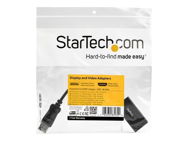 StarTech.com DisplayPort to HDMI Adapter, 4K 60Hz HDR10 Active DisplayPort 1.4 to HDMI 2.0b Video Converter, 4K DP to HDMI Adapter Dongle for Monitor
