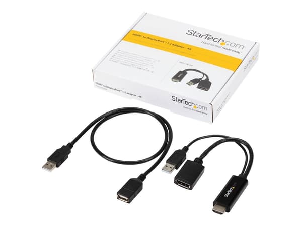 StarTech.com 4K 30Hz HDMI to DisplayPort Video Adapter w/ USB Power - 6 in - HDMI 1.4 (Male) to DP 1.2 (Female) Active Monitor Converter (HD2DP) - Ad