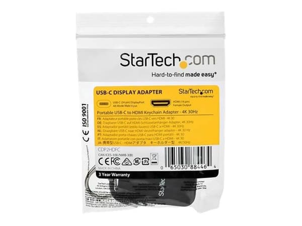 StarTech.com Compact USB C to HDMI Adapter, 4K 30Hz USB Type-C to HDMI 1.4 Video Display Converter with Keychain Ring, USB-C DP Alt Mode to HDMI Moni