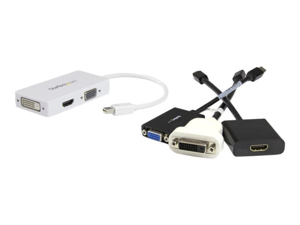 StarTech.com Travel A/V Adapter: 3-in-1 Mini DisplayPort to VGA DVI or HDMI Converter - White (MDP2VGDVHDW) - Videokonverter - DisplayPort - DVI, HDM