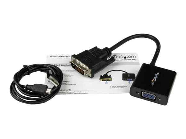 StarTech.com DVI-D to VGA Active Adapter Converter Cable - 1080p - DVI to VGA Converter box (DVI2VGAE) - Video adapter - DVI-D, Micro-USB type B (kun