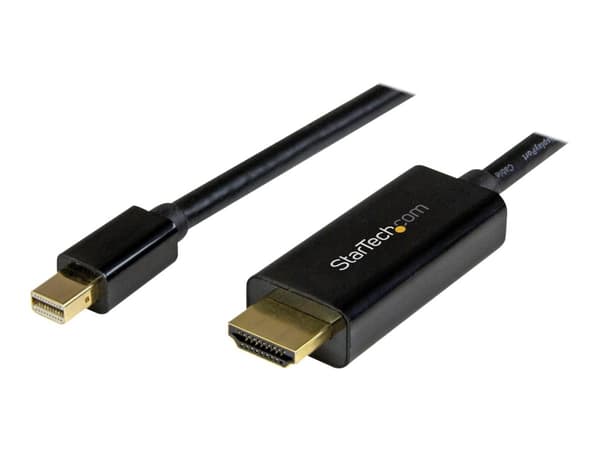 StarTech.com Mini DisplayPort to HDMI Adapter Cable - mDP to HDMI Adapter with Built-in Cable - Black - 5 m (15 ft.) - Ultra HD 4K 30Hz (MDP2HDMM5MB)