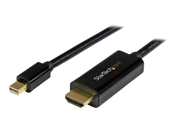 StarTech.com Mini DisplayPort to HDMI Adapter Cable - mDP to HDMI Adapter with Built-in Cable - Black - 5 m (15 ft.) - Ultra HD 4K 30Hz (MDP2HDMM5MB)
