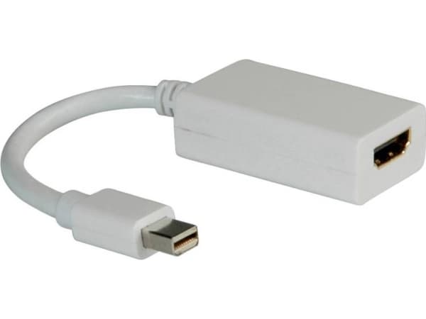 ROLINE Mini DisplayPort-HDMI Adapter, Mini DisplayPort, HDMI Typ A (standard), Hankoppling, Honkoppling, Vit, 0,1 mm