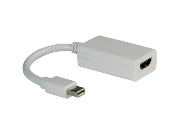 ROLINE Mini DisplayPort-HDMI Adapter, Mini DisplayPort, HDMI Typ A (standard), Hankoppling, Honkoppling, Vit, 0,1 mm