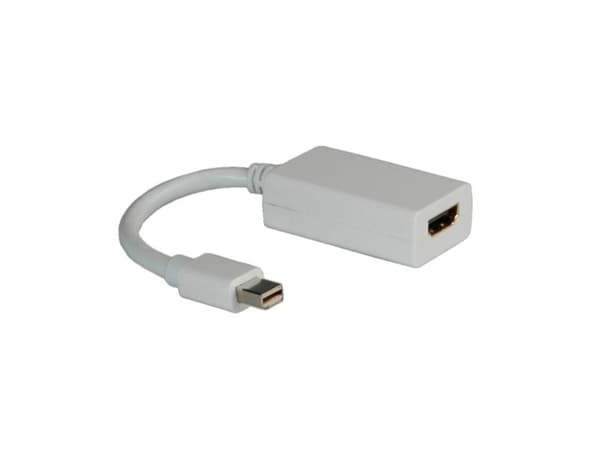 ROLINE Mini DisplayPort-HDMI Adapter, Mini DisplayPort, HDMI Typ A (standard), Hankoppling, Honkoppling, Vit, 0,1 mm
