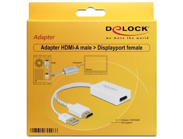 Delock - Videokonverter - HDMI, DisplayPort - DisplayPort - hvit - løsvekt