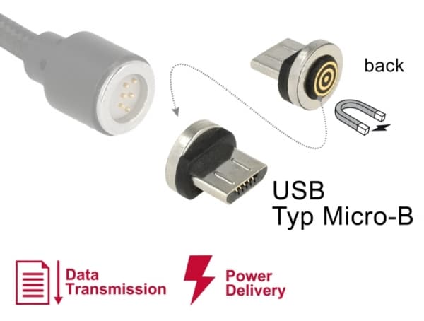 Delock Magnetic - USB-kontakt - Micro-USB type B (hann)
