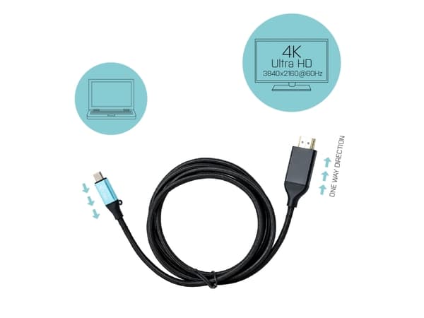i-Tec - Video/lydkabel - 24 pin USB-C hann til HDMI hann - 1.5 m - 4K-støtte