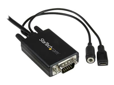 StarTech.com 10 ft / 3m DisplayPort to VGA Adapter Cable with Audio - DisplayPort-adapter - DisplayPort (hane) till 15 pin D-Sub (DB-15), mini-phone