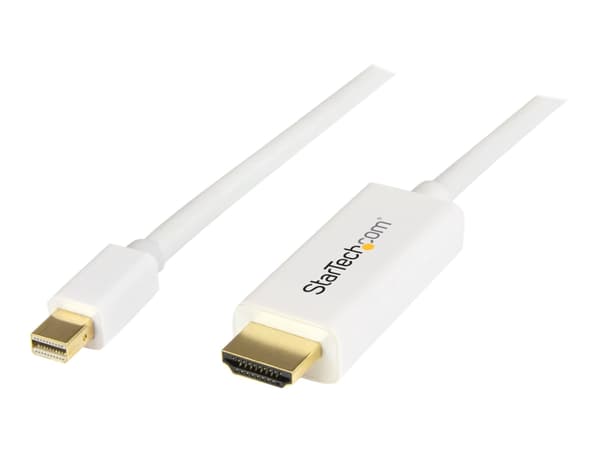 StarTech.com Mini DisplayPort to HDMI Converter Cable - 6 ft (2m) - mDP to HDMI Adapter with Built-in Cable - (M / M) Ultra HD 4K (MDP2HDMM2MW) - Ada