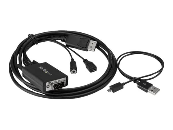 StarTech.com 6 ft / 2m DisplayPort to VGA Adapter Cable with Audio - DisplayPort-adapter - DisplayPort (hane) till 15 pin D-Sub (DB-15), mini-phone s